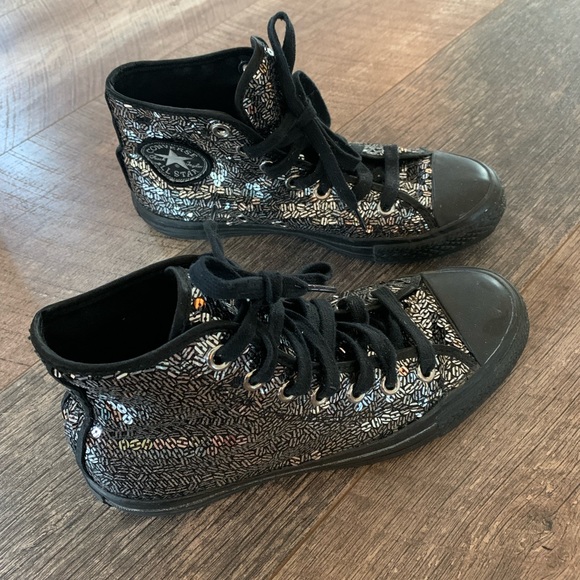 Silver Sequin Black Converse - Picture 2 of 4